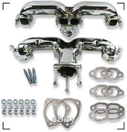 Chevy SBC 283 305 327 350 383 400 Ram Horn Header Set Chrome H64501C Exhaust Ma