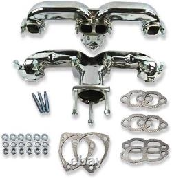 Chevy SBC 283 305 327 350 383 400 Ram Horn Header Set Chrome H64501C Exhaust Ma