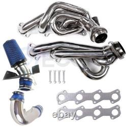 For 97-03 Expedition F-150 97-99 F-250 COLD AIR INTAKE+EXHAUST HEADER MANIFOLD