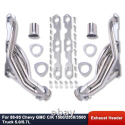 For Chevy GMC C/K 1500/2500/3500 5.0L 1988-1995 Polished Stainless Steel Headers