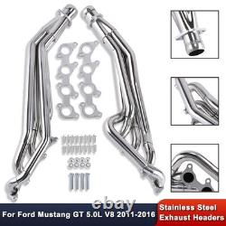 For Ford Mustang GT 5.0L V8 2011-2016 Exhaust Manifold Header Polished Stainless