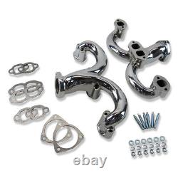 For SBC 283 305 327 350 400 Smooth Rams Horn Exhaust Manifolds Headers Chrome