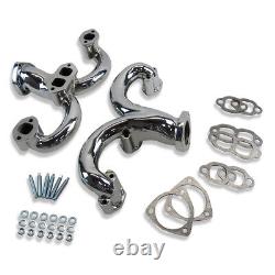 For SBC 283 305 327 350 400 Smooth Rams Horn Exhaust Manifolds Headers Chrome