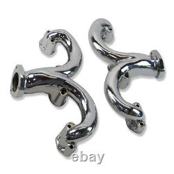 For SBC 283 305 327 350 400 Smooth Rams Horn Exhaust Manifolds Headers Chrome