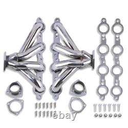 Polished Stainless Steel Block Hugger Shorty Exhaust Headers For SBC LS LS3 LS6