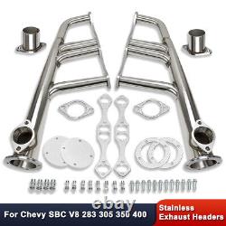 Polished Stainless Steel Lake Style Exhaust Headers For SBC 265-400 V8 Hot Rod